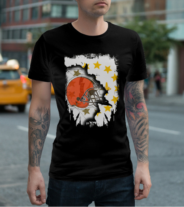 Together Rhode Island Browns Helmet With Stars And Grunge Elements T-Shirt