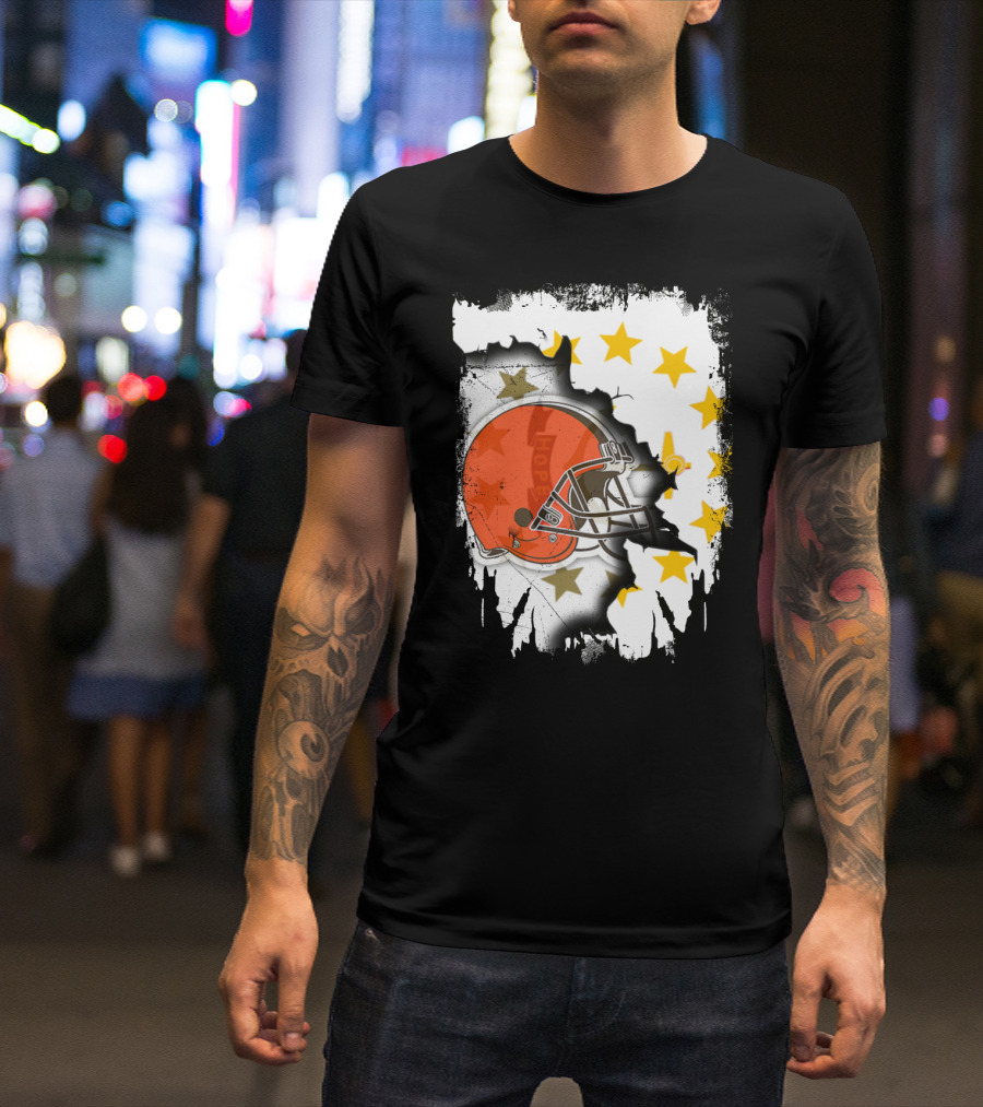 Together Rhode Island Browns Helmet With Stars And Grunge Elements T-Shirt