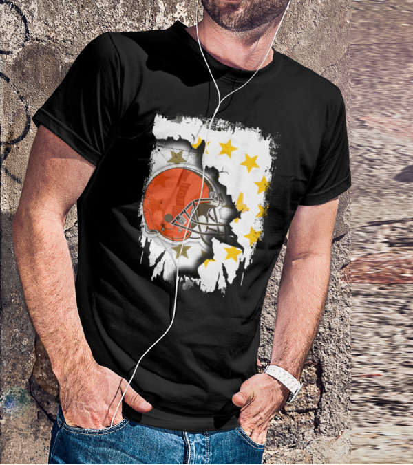Together Rhode Island Browns Helmet With Stars And Grunge Elements T-Shirt