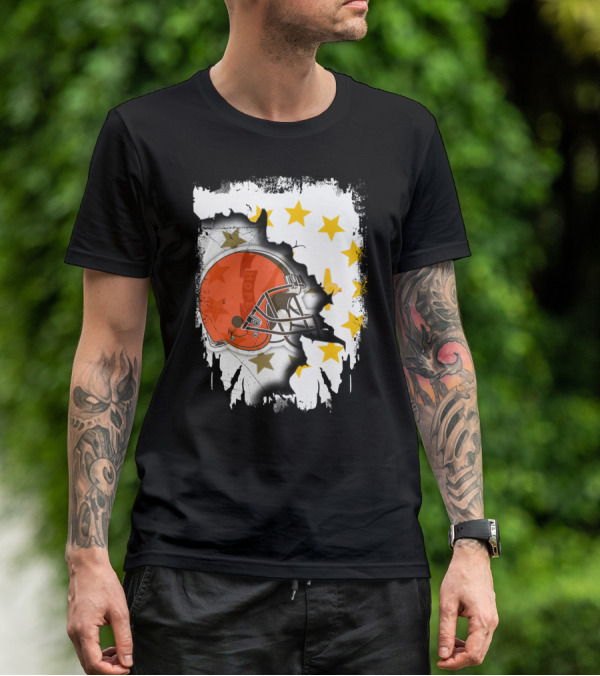 Together Rhode Island Browns Helmet With Stars And Grunge Elements T-Shirt