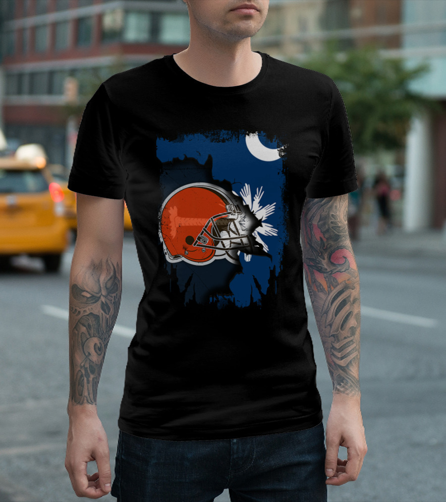Together South Carolina Browns Helmet Palmetto Crescent Moon T-Shirt
