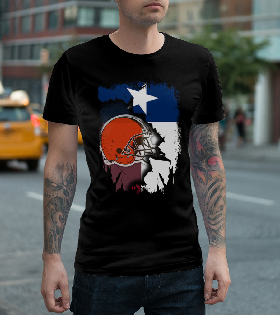 Together Texas Browns Helmet Star Flag T-Shirt