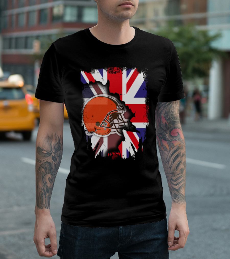 Together United Kingdom Cleveland Browns Helmet Union Jack T-Shirt