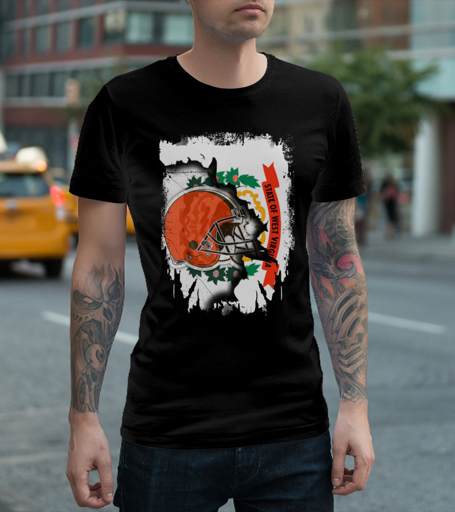 State of West Virginia Cleveland Browns Helmet T-Shirt