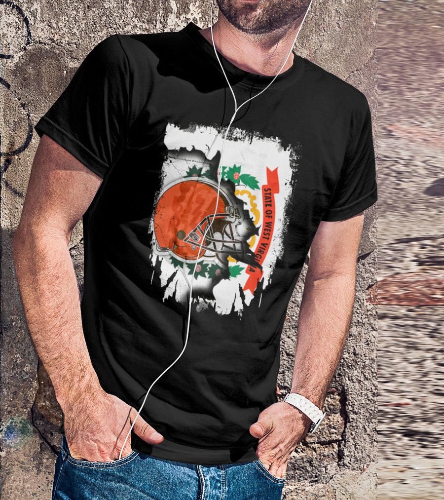 State Of West Virginia Cleveland Browns Helmet T-Shirt