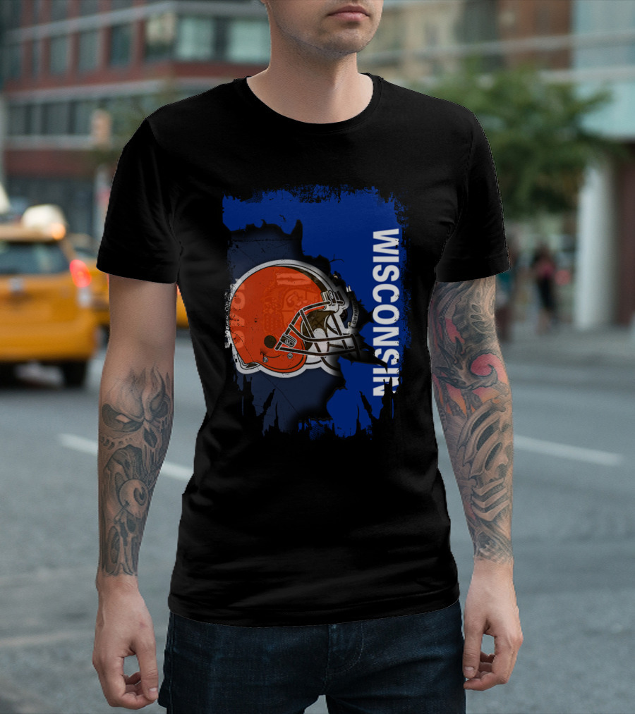 Wisconsin Football Helmet Browns T-Shirt