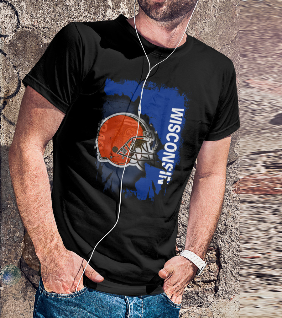 Wisconsin Football Helmet Browns T-Shirt