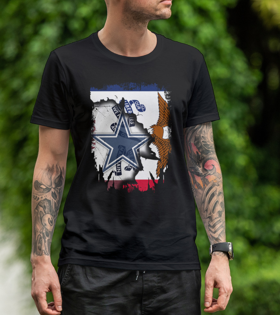 Together Iowa With Cowboys Dallas Star And Eagle Flag T-Shirt