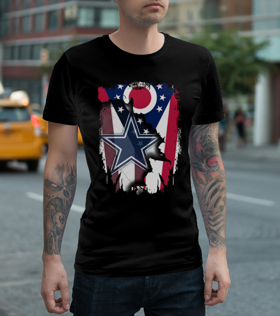 Ohio Pride With Dallas Cowboys Star In American Flag T-Shirt