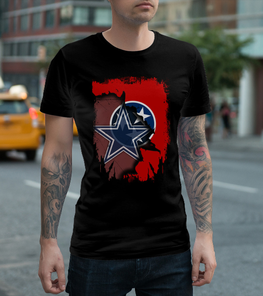 Tennessee Cowboys Star with Tri-Star Flag Fusion T-Shirt