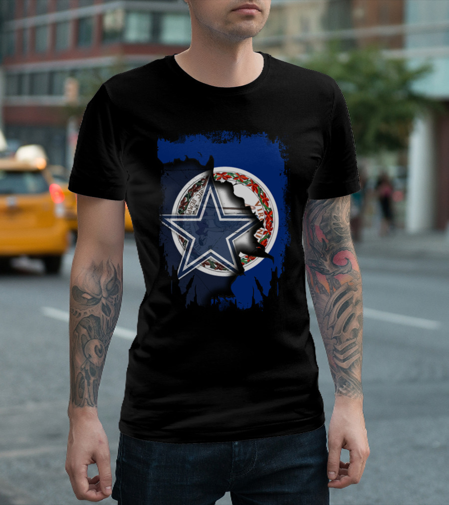 Virginia State Seal with Dallas Cowboys Star Overlay T-Shirt