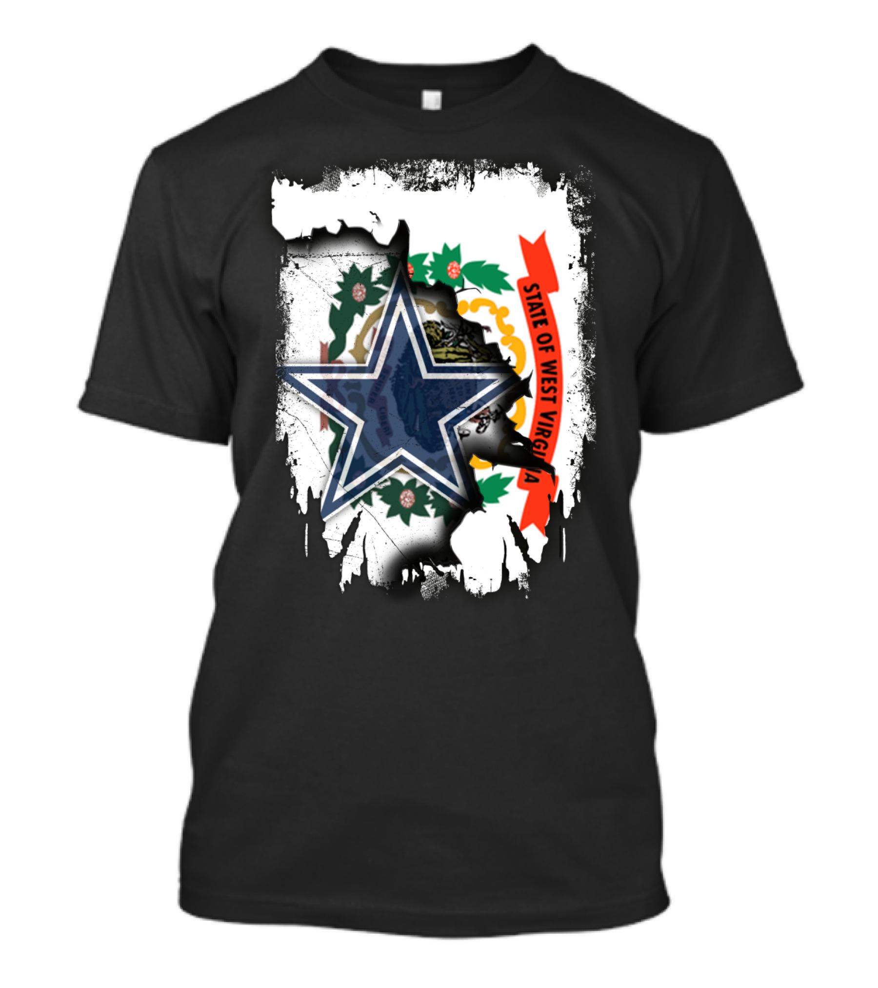 State Of West Virginia And Dallas Cowboys Star Fusion T-Shirt