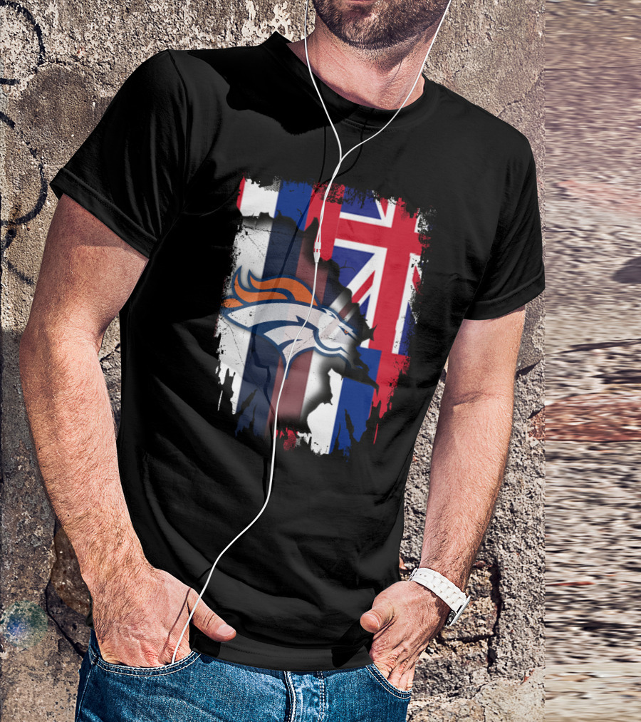 Together Hawaii Flag With Broncos Logo Fusion T-Shirt
