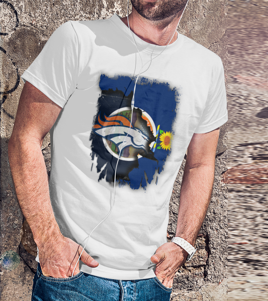 Kansas Sunflower With Broncos Logo Together T-Shirt