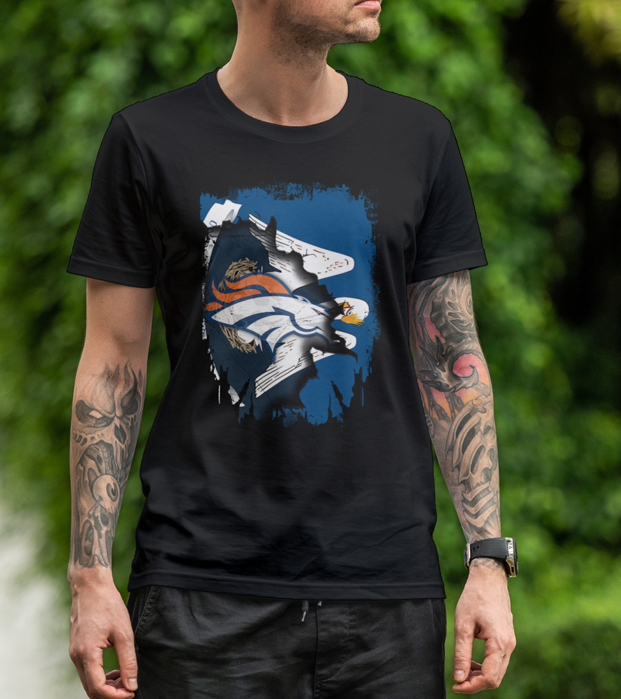 Together Louisiana With Denver Broncos And American Eagle Blend T-Shirt