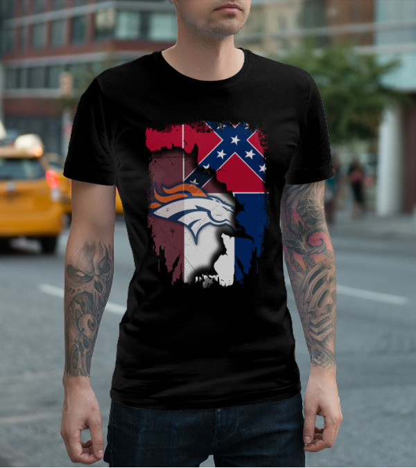 Together Mississippi With Broncos Flag Fusion T-Shirt