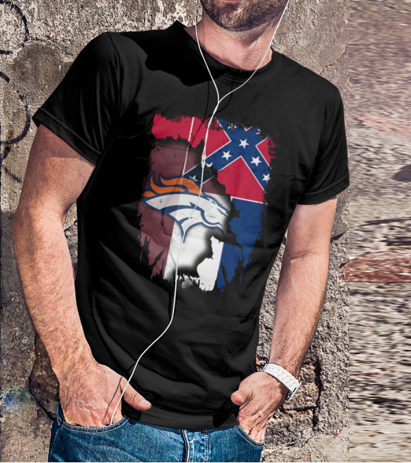 Together Mississippi With Broncos Flag Fusion T-Shirt