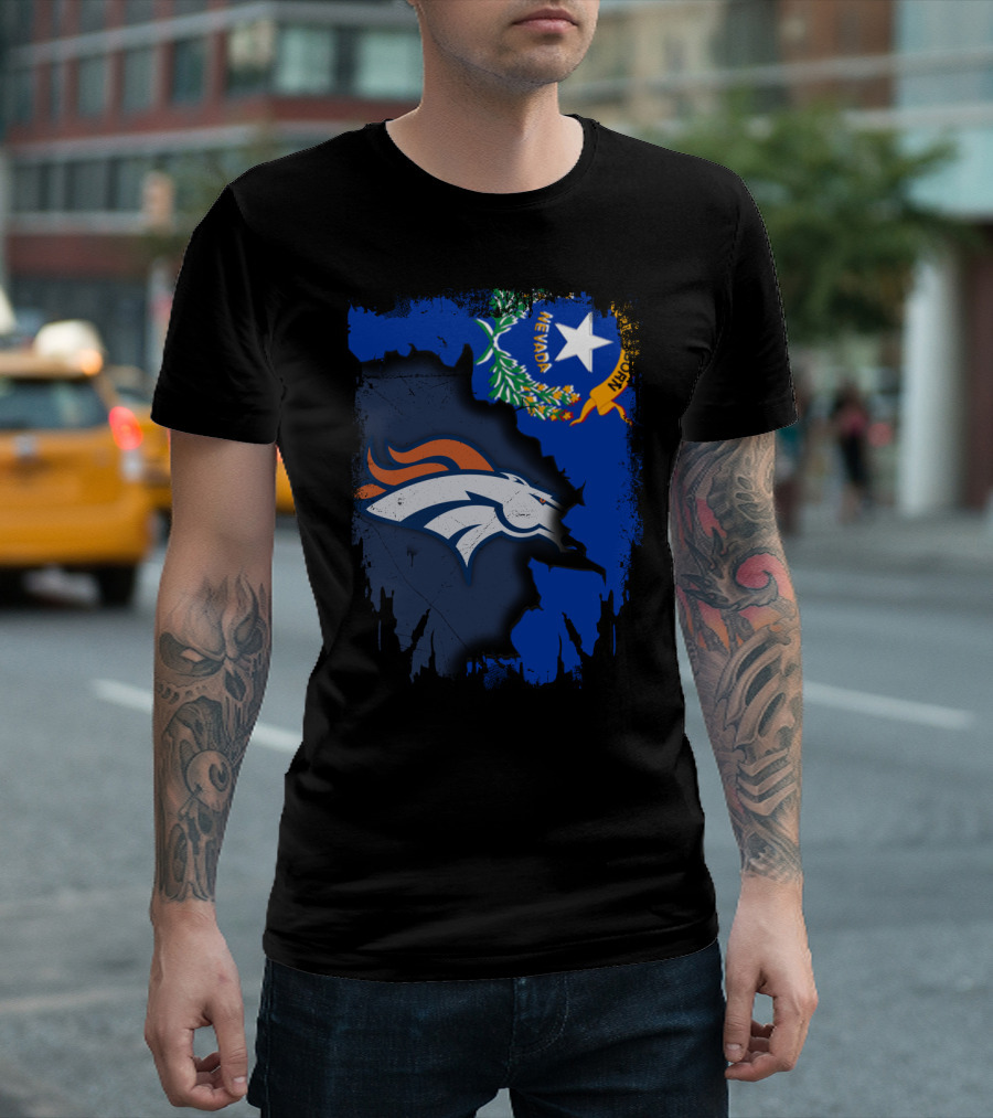 Nevada Proud with Broncos Spirit and State Flag T-Shirt