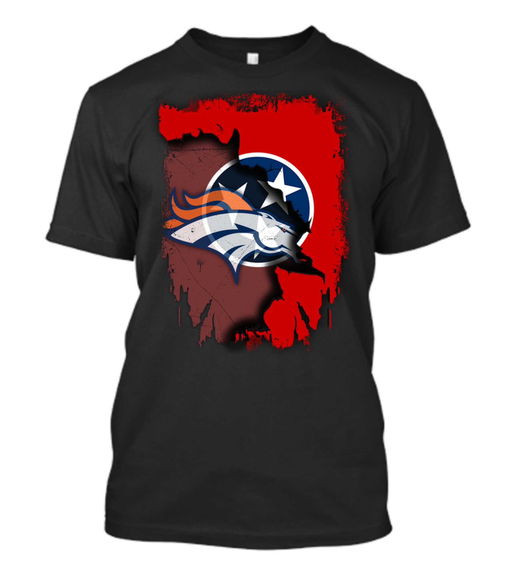 Together Tennessee Map With Broncos And Tri-Star Emblem T-Shirt