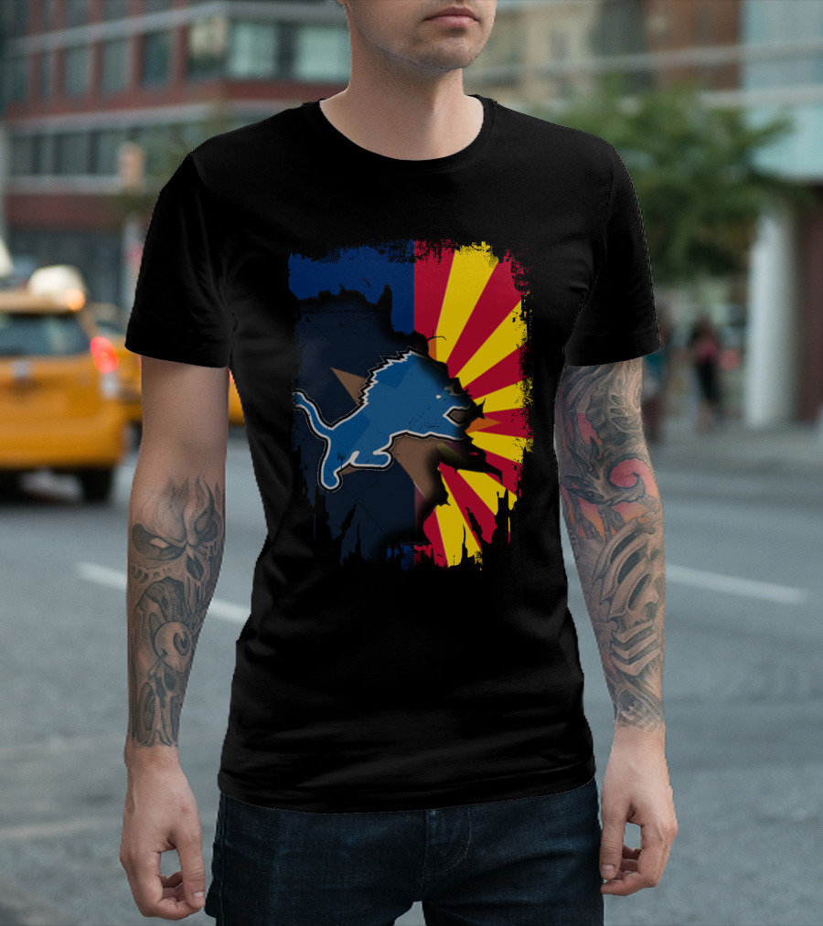 Arizona Flag With Detroit Lions Dual T-Shirt