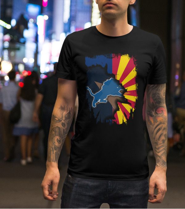 Arizona Flag With Detroit Lions Dual T-Shirt