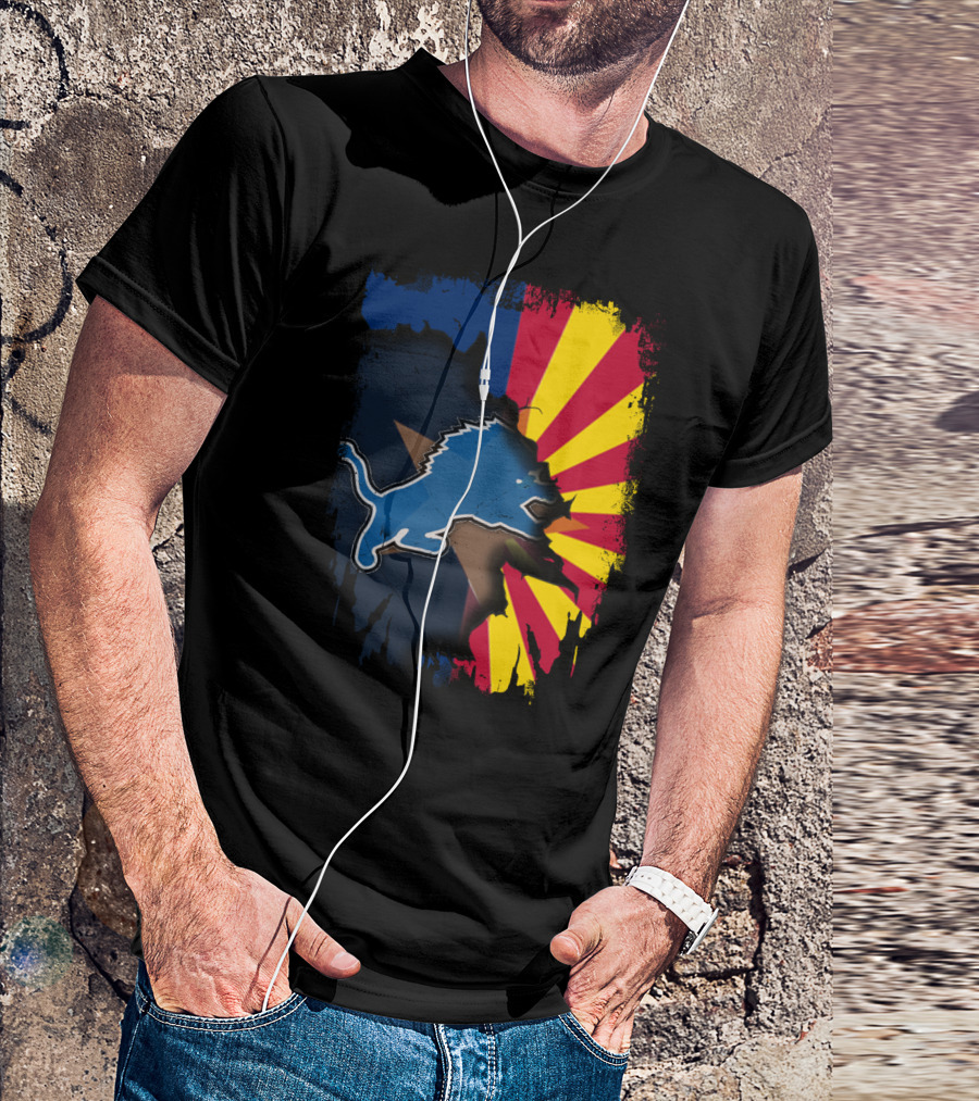 Arizona Flag With Detroit Lions Dual T-Shirt