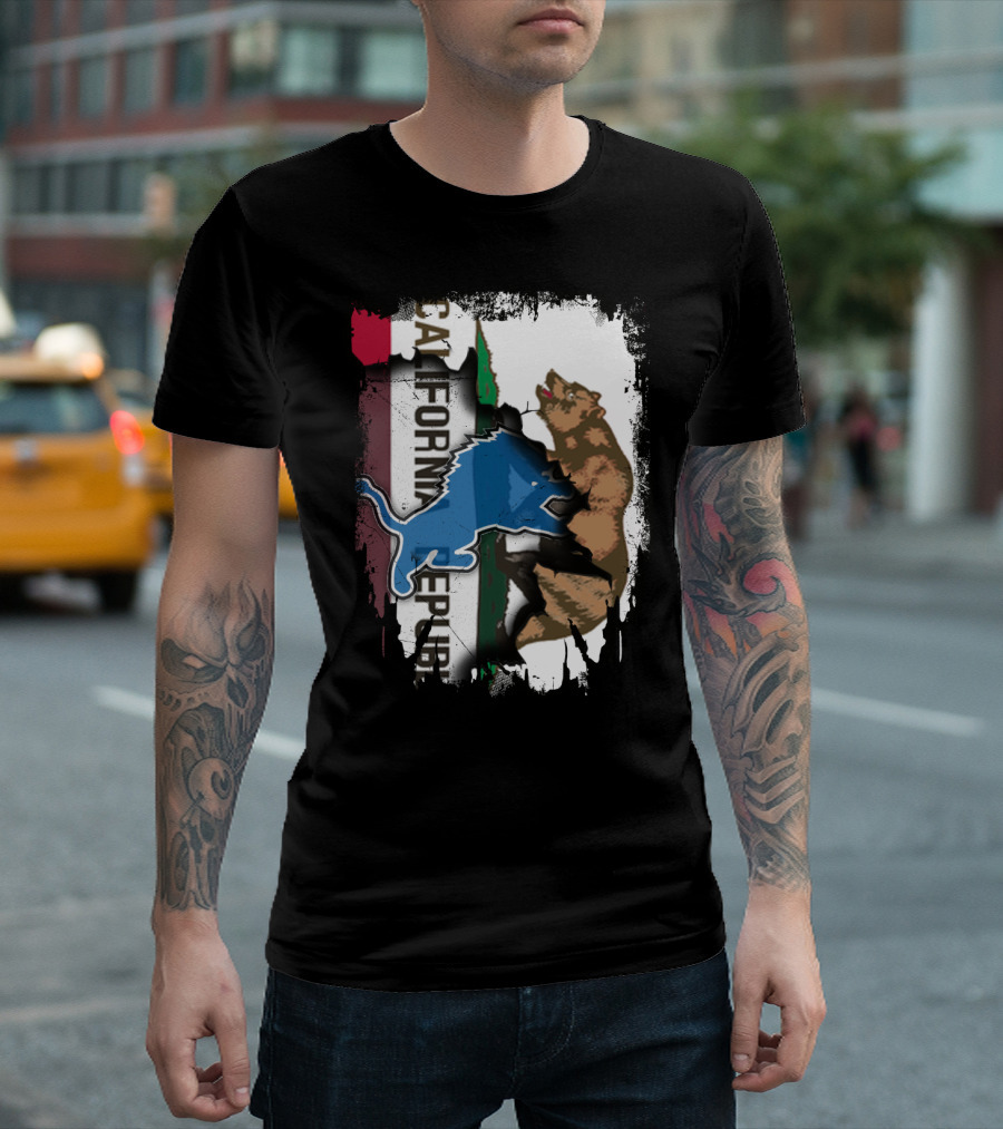 California Republic with Blue Lion and Bear T-Shirt