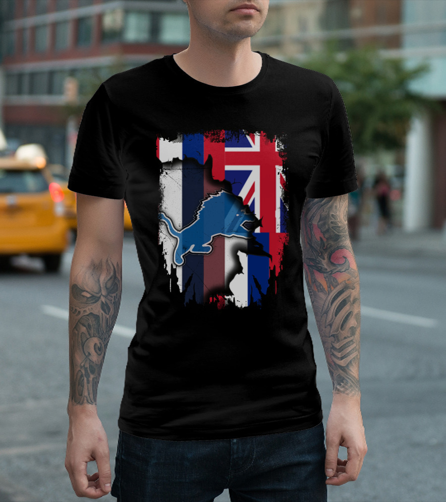 Hawaii Union Jack Detroit Lions Collaboration T-Shirt