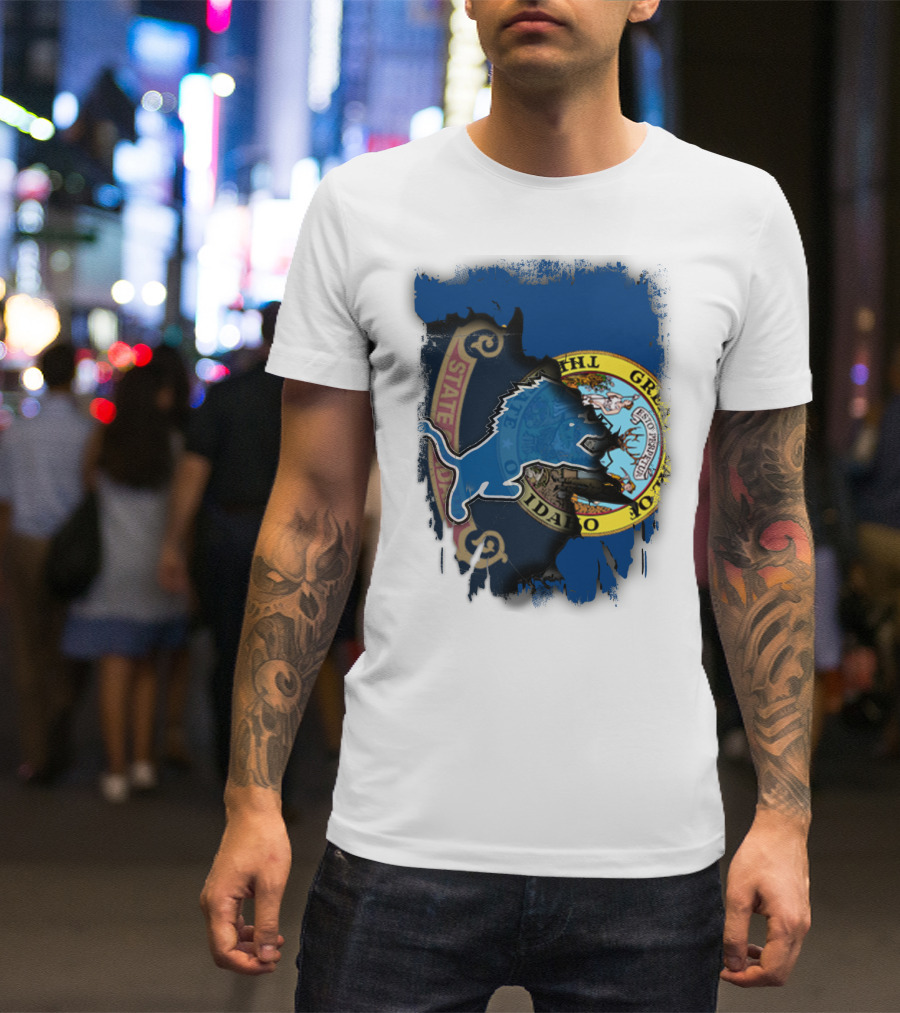 Idaho State Seal With Detroit Lions Collaboration T-Shirt