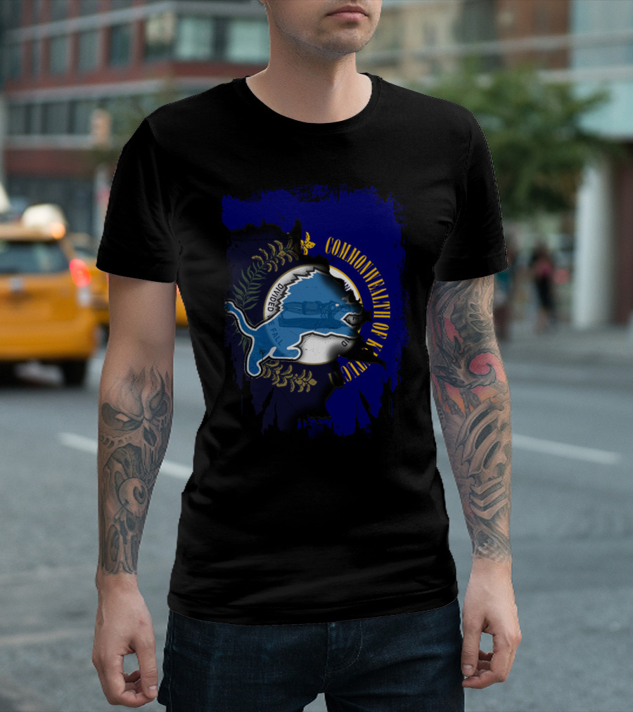 Commonwealth of Kentucky United with Detroit Lions T-Shirt