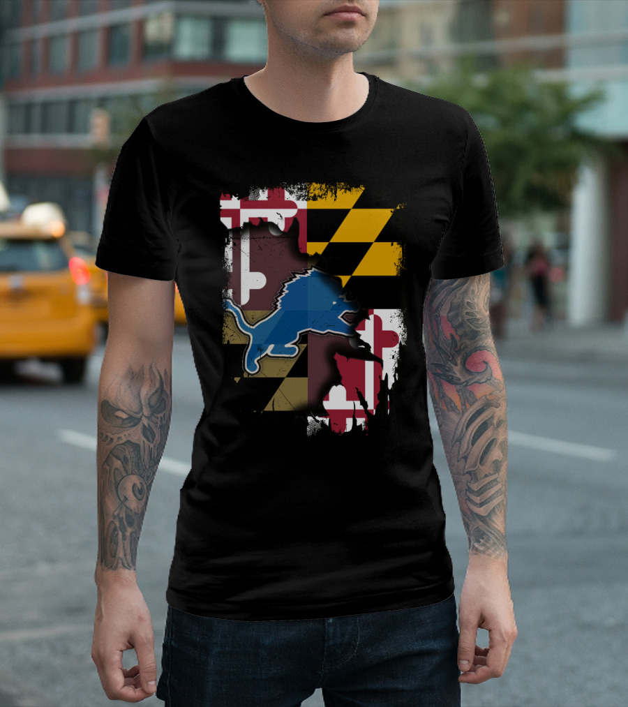 Maryland State Pride With Detroit Lions Team Spirit T-Shirt