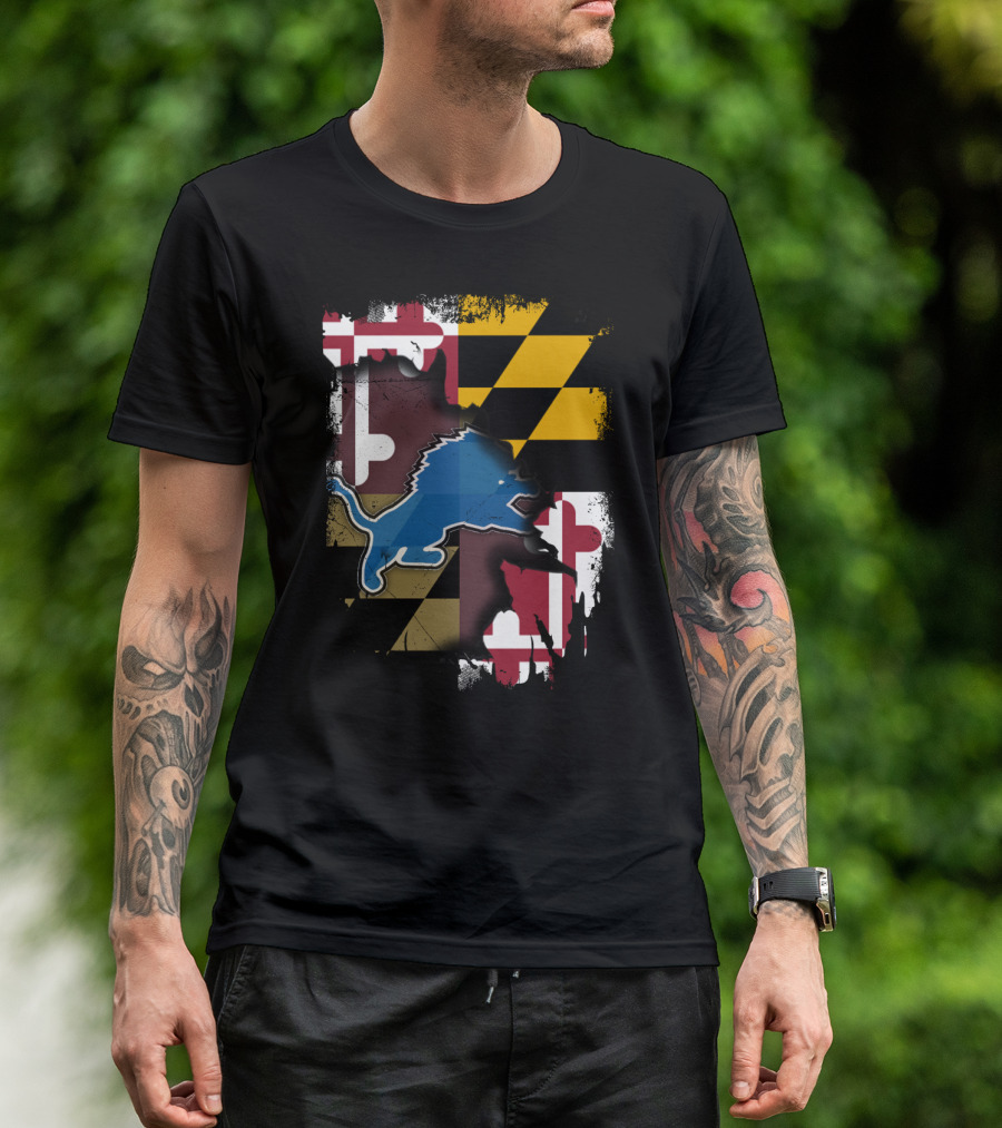 Maryland State Pride With Detroit Lions Team Spirit T-Shirt