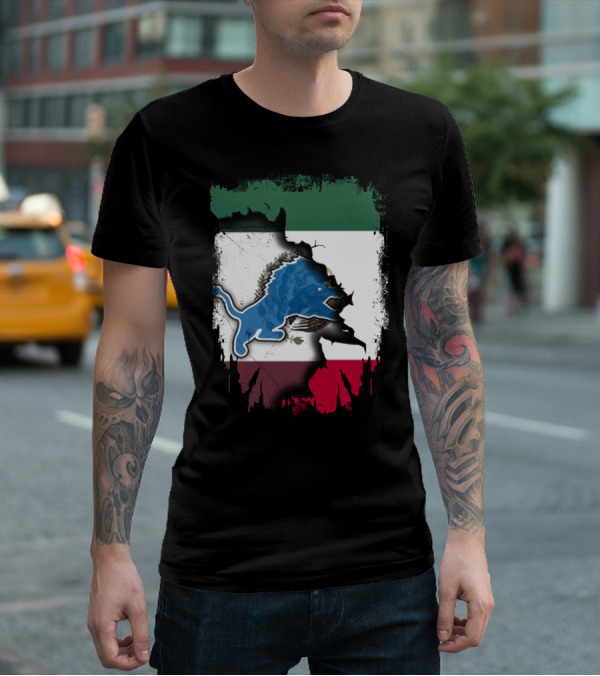 Together Mexico Detroit Lions Flag Fusion T-Shirt