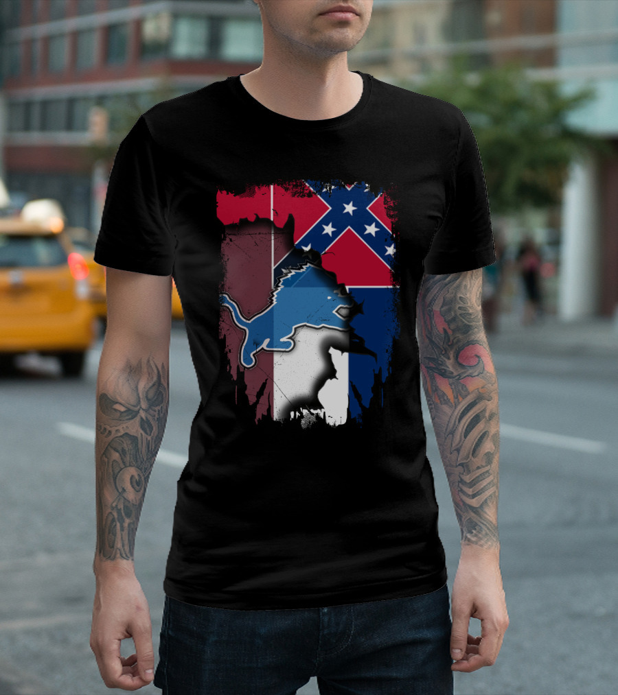 Mississippi Lions With Confederate Flag T-Shirt