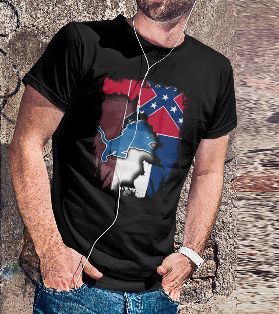 Mississippi Lions With Confederate Flag T-Shirt