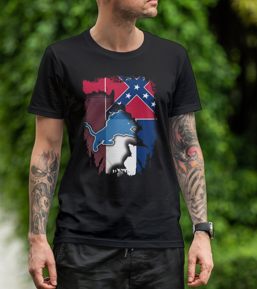Mississippi Lions With Confederate Flag T-Shirt