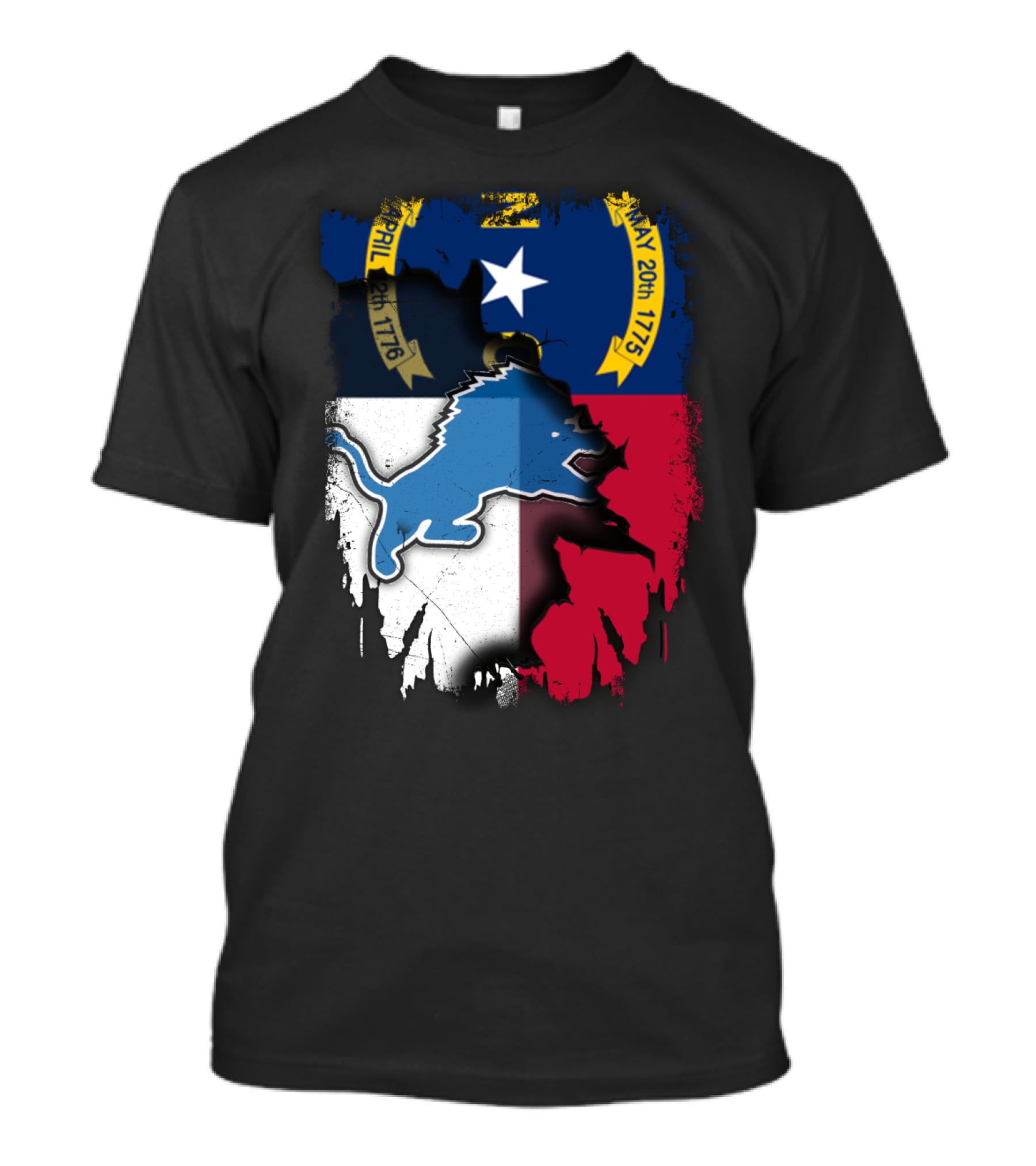 North Carolina Flag With Blue Lion T-Shirt