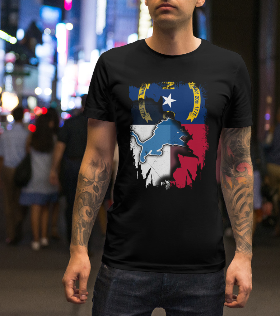 North Carolina Flag With Blue Lion T-Shirt