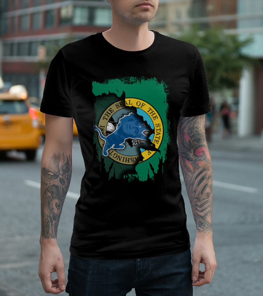 Washington State Seal And Blue Lion Together T-Shirt