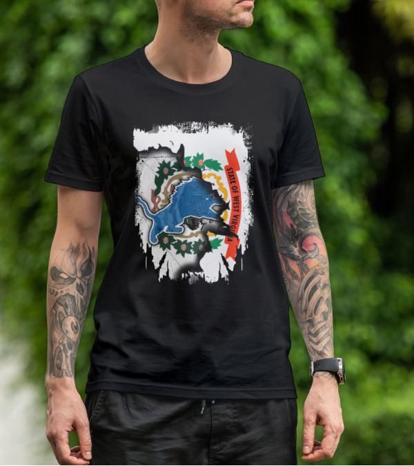 State Of West Virginia With Lions Symbol Together T-Shirt