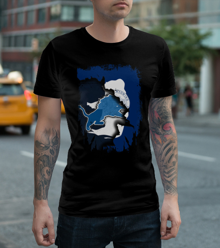 Wyoming Pride with Blue Lion Emblem T-Shirt