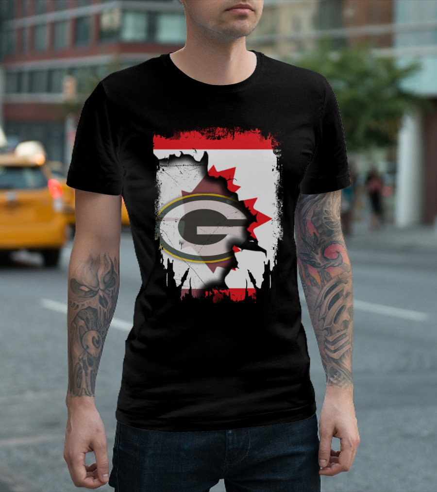 Canada Green Bay Packers Flag Fusion T-Shirt