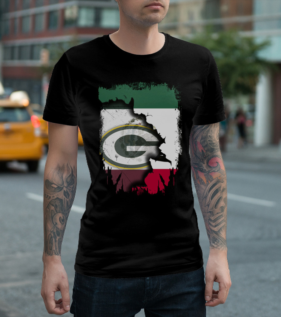 Mexico Flag with Green Bay Packers T-Shirt