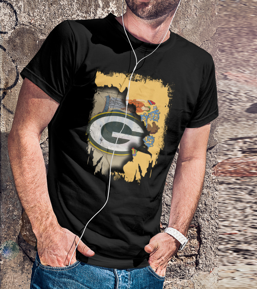 New Jersey State Coat Of Arms Overlay With Green Bay Packers T-Shirt