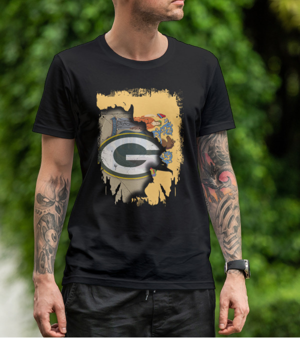 New Jersey State Coat Of Arms Overlay With Green Bay Packers T-Shirt