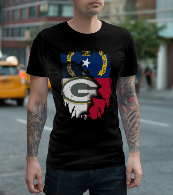 Together North Carolina Flag Green Bay Packers Collaboration T-Shirt