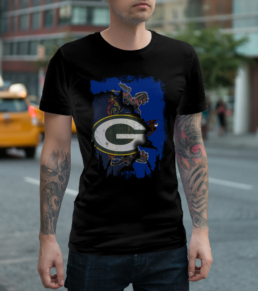 Green Bay Packers Logo Over Pennsylvania State Emblem T-Shirt