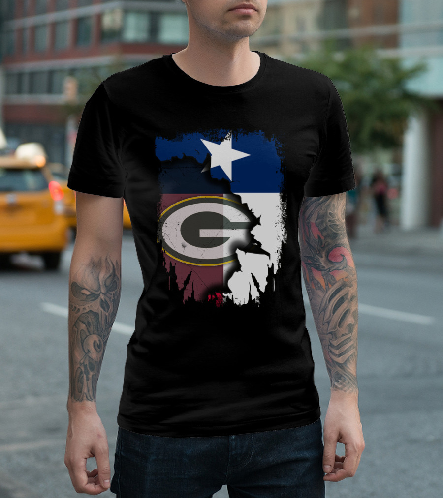 Together Texas Green Bay Packers Star Lone Star Flag T-Shirt