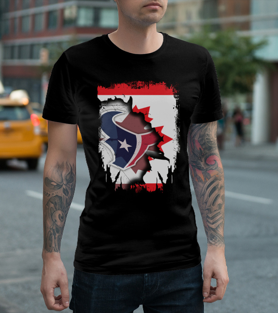 Together Canada With Texans Houston Football Emblem And Canadian Flag Integration T-Shirt