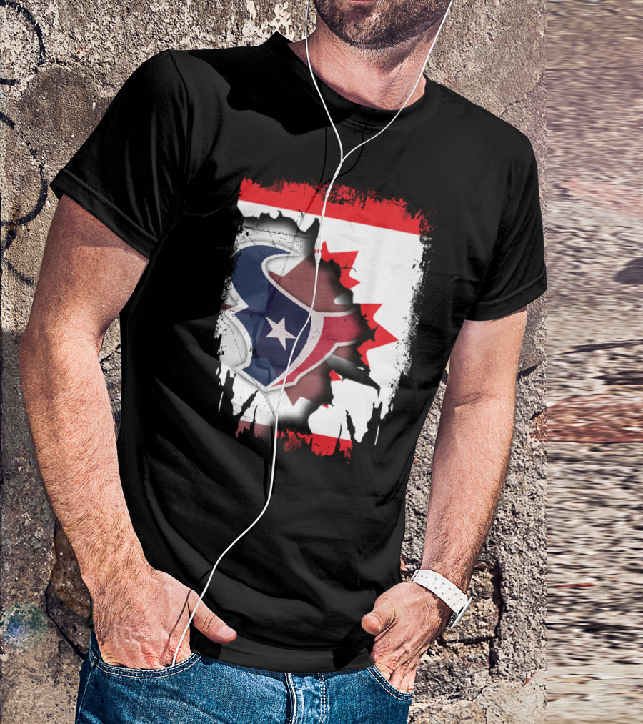 Together Canada With Texans Houston Football Emblem And Canadian Flag Integration T-Shirt